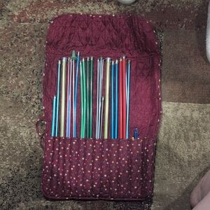 Burgundy Quilted Needle Organizer w/Needles
